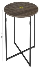 Mesa Lateral Redonda Joice Industrial Aço Ameixa Negra Preta
