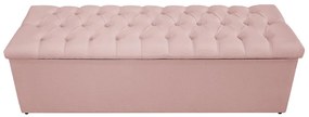 Recamier Baú Estofada Mel 195 cm King Size Com Capitonê Suede Rosê - ADJ Decor
