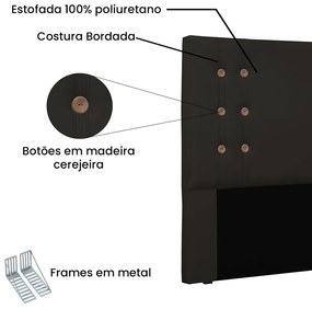 Cabeceira Cama Box Casal Queen 160cm Gênova Corano Marrom - Sheep Estofados - Marrom