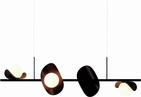 Pendente Calandra Irregular Linear 27X21X95Cm Alumínio E Globo Ø10Cm F... (CHAMPANHE, FOSCO)