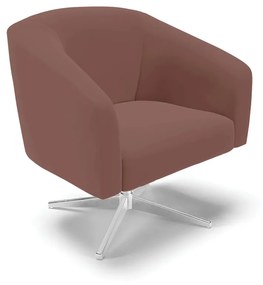 Poltrona Decorativa Giratória Cromada Stella Veludo D03 - D'Rossi - Rose