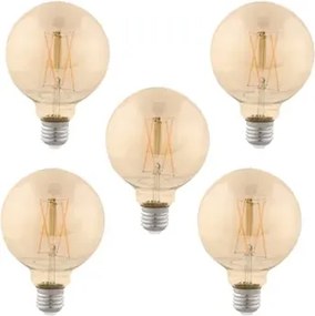Kit 5 Lâmpadas Globo Filamento G95 E27 2W 200Lm 360° 2400K