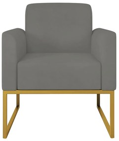 Poltrona Decorativa Isabella Base Industrial Suede Grafite/Dourado G19 - Gran Belo