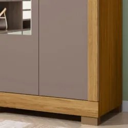 Guarda Roupa Solteiro 154cm 4 Portas Espelho Brasid Mel/Cacao C01 - Mp