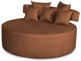 Sofá Chaise Eva Redondo 02 Lugares Suede Telha