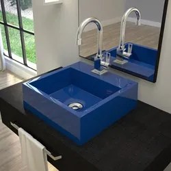 Cuba Pia De Apoio Para Banheiro Quadrada Veneza Q395 Azul Escuro C08 -