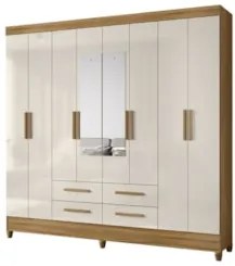 Guarda Roupa Casal 204cm Com Espelho Vitta Freijó/Off Z17 - Mpozena