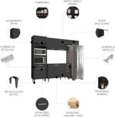 Armário de Cozinha CP04 Para Pia 120cm Pérola Z34 Preto     - Mpozenat