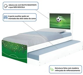 Cama Solteiro Infantil com Cama Auxiliar 195x96cm Personagens K02 - D'Rossi - COPA FUTEBOL