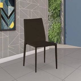 Kit 5 Cadeiras Decorativas Sala e Cozinha Karma PVC Marrom G56 - Gran Belo