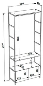 Arara Para Roupas Com 2 Gavetas E 2 Prateleiras - Vermont