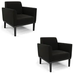 Poltrona Base Madeira Preto Kit 2 Maressa Suede Preto - Ibiza