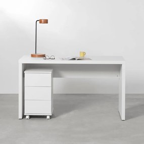 Conjunto Office - Bancada Contemporânea Slim Branco 1,10 + Gaveteiro Contemporâneo Slim 3 gavetas Branco 40cm - Conjunto Office - Bancada Contemporânea Slim Branco 1,10 + Módulo Contemporâneo Slim 3 gavetas Branco 40cm
