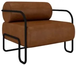 Poltrona Decorativa para Sala Industrial Kira Z08 Sintético Marrom -