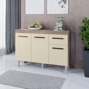 Balcão Zínia 3 Portas 1 Gaveta e Tampo Cozinha MB1 120cm