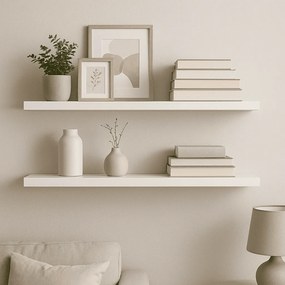 Prateleira Madeira Flutuante Multiuso Kit 2 68x20 Luara L06 - D'Rossi - Branco