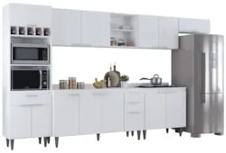 Armário de Cozinha Com Tampo CP06 360cm Pérola Branco Z34     - Mpozen