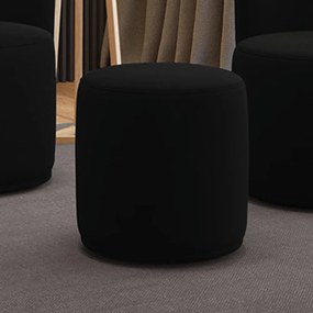 Puff Redondo Orgânico para Sala Malu Suede M11 - D'Rossi - Preto