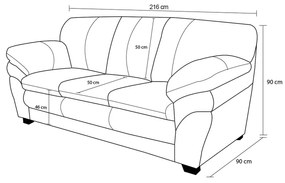 Sofá de Couro 3 Lugares Paris 216cm M06 Cor Preto 450 - ADJ DECOR