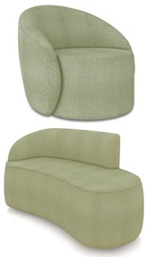 Sofá 2 Lugares Orgânico 140cm Morgan e Poltrona Lua Bouclê Pistache D03 - D'Rossi