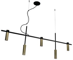 Pendente Barão 121X43Cm 5Xmr11 / Cabo Aço Chumbador + Cabo Rayon | Usi... (GF-M Grafite Metálico)