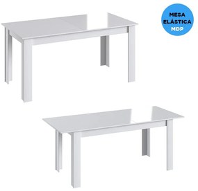 Mesa De Jantar Elástica Extensível Em Mdp 4 Pés - Branco