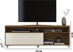 Rack TV 75Pol 182cm Bancada para Sala Nerion Naturale/Off White M20 - D'Rossi