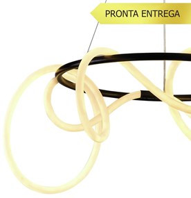 Pendente Toá Circular Ø60X30Cm Led 30W 3000K Bivolt Preto - Usina Impo... (Preto)