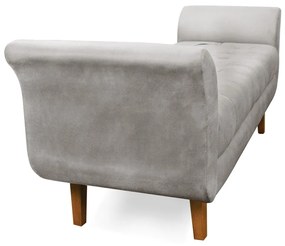 Recamier Olinda Veludo Cinza 160 cm Pés Chanfrado Castanhos - D'Rossi