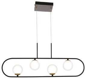 Pendente Oval C/ Globo 79X10X25Cm Metal E Vidro 4 X G9 Globo Ø10Cm|Old... (GRAFITE / CROMADO, FOSCO)