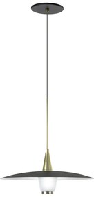 Pendente Eclisse Ø33X36Cm Disco Curvo Metal Alumínio E Vidro 01Xled 9W... (PRETO)
