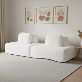 Sofá 2 Lugares Orgânico com Módulo Central e 1 Canto Berlim Bouclê Cr K01 - D'Rossi - Off White
