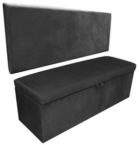 Kit Calçadeira e Painel Clean 140 cm Suede D'Rossi - Preto