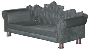 Mini Divã Sofá Realeza Cama Pet para Cães ou Gatos Elegante Suede Cinza Grafite