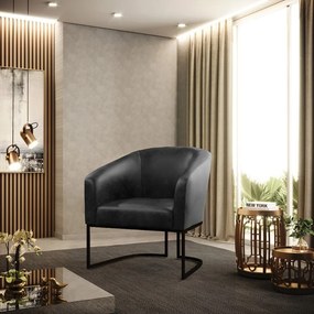 Poltrona Sala Industrial Preto Stella Sintético PU Preto  D03 - DRossi