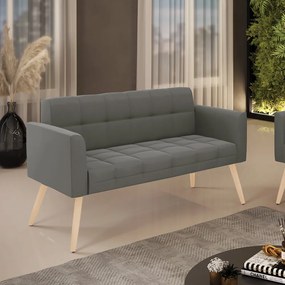 Sofá Namoradeira Elisa Suede Pés Palito Natural - D'Rossi - Grafite