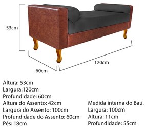 Recamier Félix Solteiro 120cm Corano Nozes e Linho Chumbo - ADJ Decor