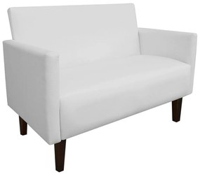 Namoradeira Jade 02 Lugares Corino Branco Pés Chanfrado Tabaco - D'Rossi