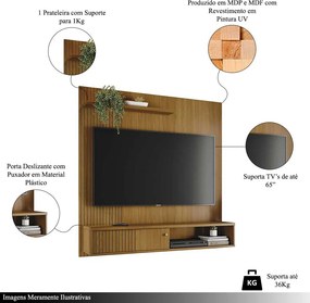Bancada Suspensa Away MDP Pintura UV 1 Porta Deslizante até 65 Cumaru G97 - Gran Belo