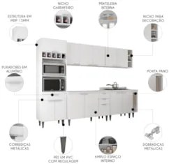Armário de Cozinha CP07 Para Pia 120cm Pérola Z34 Branco    - Mpozenat