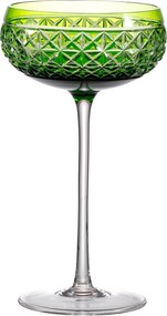 Taça de Cristal Coupe Lapidada p/ Champagne 200ml Verde Claro