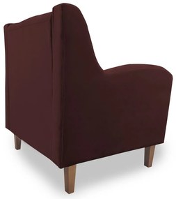 Poltrona Decorativa Munique Pés Palito Suede Bordô - Sheep Estofados