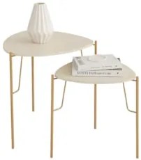 Mesa Lateral Para Sala Pés Metálicos Kit 2 Blen Luna/Dourado I06 - Mpo