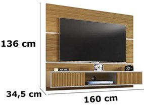 Painel Para TV Âmbar Cinamomo Off White Ripado – Bechara Móveis