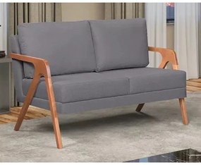 Namoradeira Decorativa Mona luxo Madeira Maciça Linho Cinza