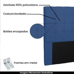 Cabeceira Decorativa Casal 1,40M Tropea Suede Azul Marinho G63 - Gran Belo
