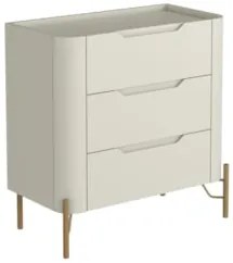 Mesa Cabeceira Quarto 68cm 3 Gavetas Blen Luna/Dourado I06 - Mpozenato