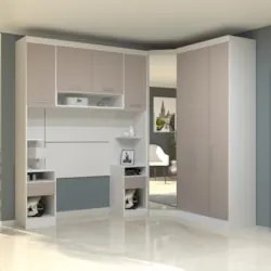Guarda Roupa Solteiro Modulado CP03 Taiga Branco/Cinnamon L01 - Mpozen