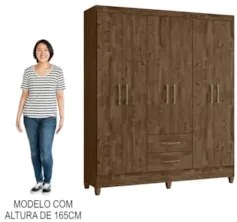 Guarda Roupa Casal 6 Portas 2 Gavetas 153cm Paraná Z17 Castanho Wood -