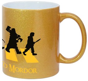 Caneca Road to Mordor Senhor dos Anéis Dourada
